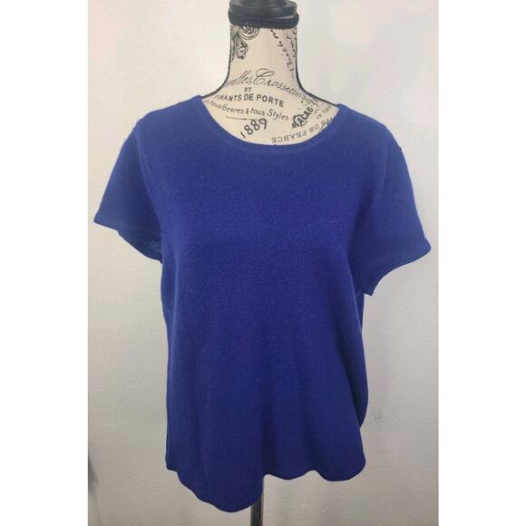 Premise Short Sleeves Pullover Top Sz XL 100% Cashmere Round Neck Violet - Picture 2 of 9